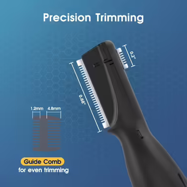 Оновлений тример для брів, Funstant Precision Тример для волосся на обличчі для чоловіків, електрична бритва для брів на батарейках із гребінцем для персикового пуху, без відчуття потягування Безболісний чорний