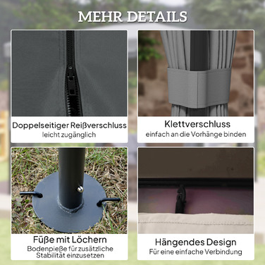 Газонний павільйон Avillon розміром приблизно 3x3 м, водостійкий, стабільний, зимостійкий, з подвійним дахом та москітними сітками на блискавці.