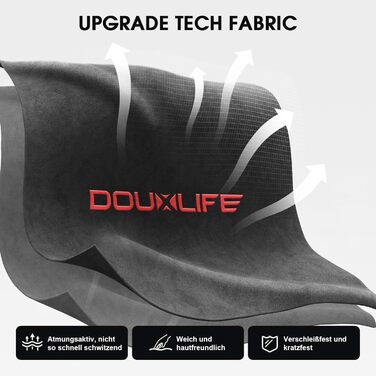 Ігровий крісло Douxlife з тканини з масажем, розширене сидіння з кишеньковими пружинами, ергономічний офісний стілець для PC Gamer з підніжкою та металевим каркасом, вантажопідйомність 158 кг (Червоний)
