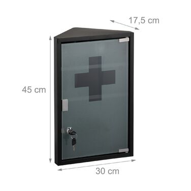 Шафка для медикаментів Relaxdays зі скляними дверцятами