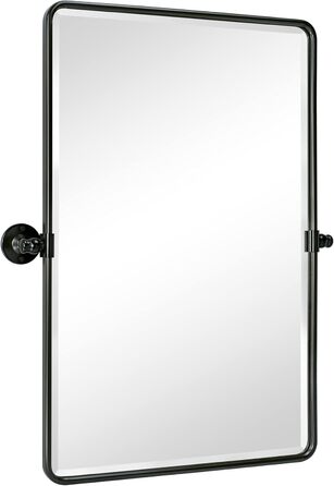 Дзеркало для ванної кімнати TEHOME 50,8 x 61 см, поворотне, матовий чорний, прямокутне, з металевим каркасом, для вертикального кріплення на стіну