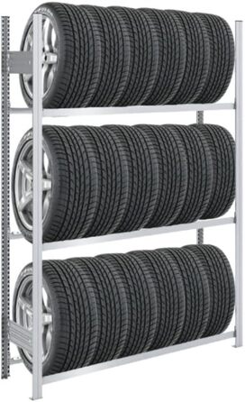 Стелаж для шин PROREGAL PROEGAL – німецька якість, 200x100x43 см, 3 яруси, 150 кг навантаження на ярус, до 5 шин на ярус