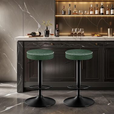 Набір з 2 барних стільців з мікрофібри, обертаються на 360°, витримують до 150 кг, зелені