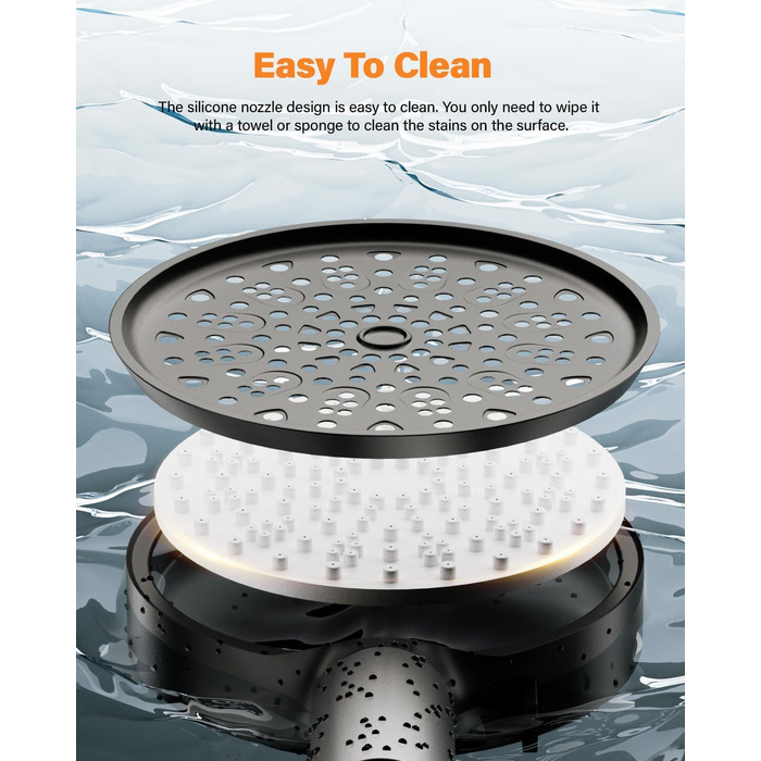 Фільтр для душу Cobbe зі шлангом, ручна лійка з 3 вугільними фільтрами, душова лійка з 6 режимами, високонапірний економний душ з фільтром від накипу для жорсткої води, видаляє 99% хлору (Чорний63)