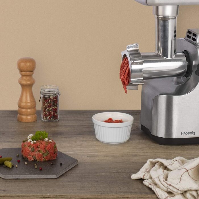 Електрична м'ясорубка H.Koenig WMG800 з нержавіючої сталі, 2 л, потужність до 2 кг/м