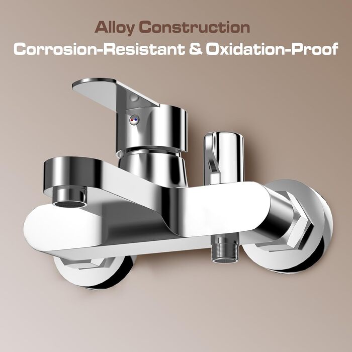 Набір для ванни з душовою лійкою та змішувачем, хром, латунь, 3 функції, настінний монтаж 150 мм