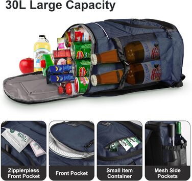 Рюкзак-холодильник 30L, витримує протікання, ізольований рюкзак для пікніків, чоловічий/жіночий, термо-холодильник для пляжу, кемпінгу, риболовлі, зелений (блакитний)