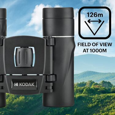 Бінокль KODAK BCS200, компактний, 8-кратне збільшення, 126 м/1000 м, з ременем і чохлом, чорний