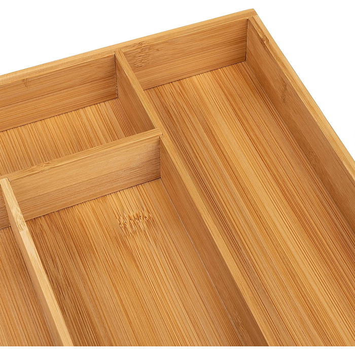 Ящик для столових приладів Blumtal висувний ящик з бамбука з 5 відділеннями, стандартний фіксований, 27 х 40 см (ІКЕА Максимера Великий, 4 Відділення-27 х 49 см)
