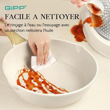 Сковорода GiPP Schmorpfannen з високим бортиком 28 см з кришкою, антипригарне покриття, 4.3 л, кераміка, для всіх типів плит, білий колір