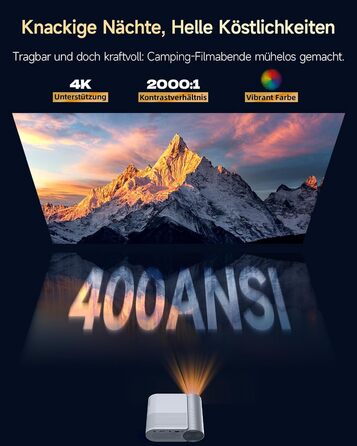 Міні проєктор Beamer Bluetooth WiFi 1080P: Підтримка iPhone/Android, HDMI, USB, Fire Stick, PS5. Компактний проєктор для телефону, фільмів, дому та відпочинку на природі