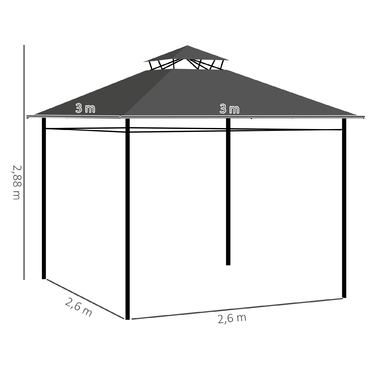 Намет для вечірок та саду, 3 x 3 x 2 метри, темно-сірий