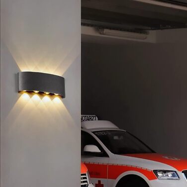 Світлодіодний настінний світильник ERWEY, вуличний настінний світильник, світлодіодний теплий білий дизайн IP65, Сучасний водонепроникний алюмінієвий настінний світильник (8 світлодіодів, чорний)