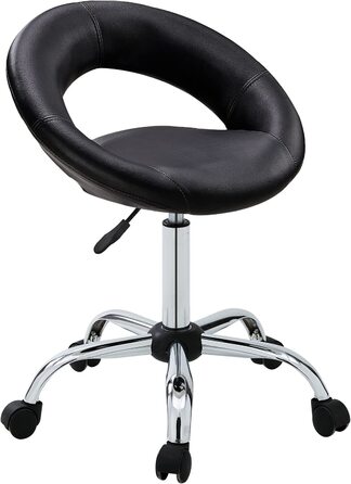 Стілець на коліщатках / стілець Duhome 3 кольори зі спинкою практичний стілець обертовий стілець стілець з коліщатками косметичний стілець робочий Стілець офісний стілець ТИП 17F, (чорний)