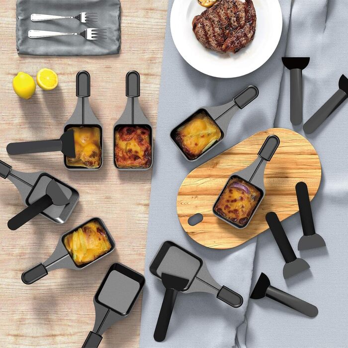 Електричний гриль-рателі Muchen на 8 осіб з антипригарним покриттям, регулюванням температури та 8 сковородами для рателі