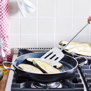 GreenPan Essentials сковорода-гриль (28 см), керамічне антипригарне покриття, без PFAS, для індукційних плит, придатна для миття в посудомийній машині, чорна