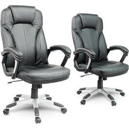 Офісне крісло Sofotel: регульована висота, Tilt механізм, підлокітники, підголовник, чорний колір, штучна шкіра