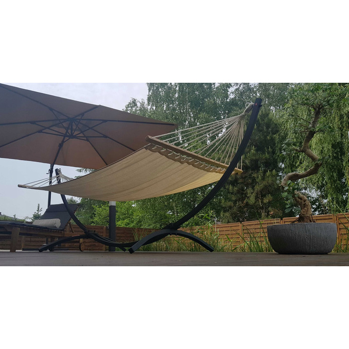 Гамак на стійці ZIDER, багатоколірний, навантаження до 300 кг, 364 x 160 см