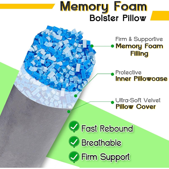 Подушка для сну на весь тіло AS AWESLING з ефектом пам'яті (Memory Foam), 90 x 20 см, бордова, з чохлом — для дорослих та тих, хто спить на боці