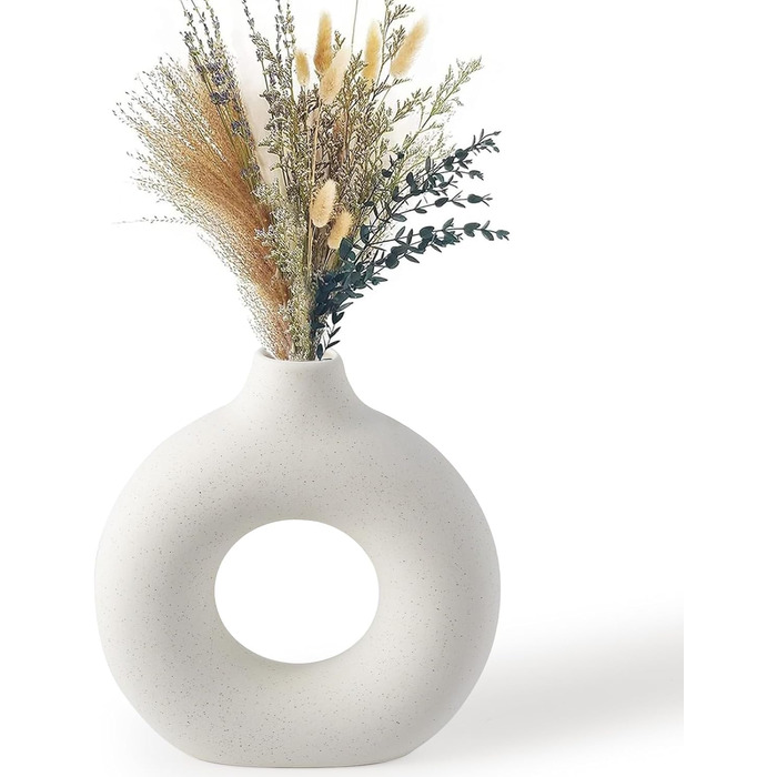 Прикраса вази, керамічна ваза для пончиків, ваза для трави білої пампаси, сучасні вази для квітів, прикраса для дому, S, 14,5 см/2,5 см (L/22,5 см)