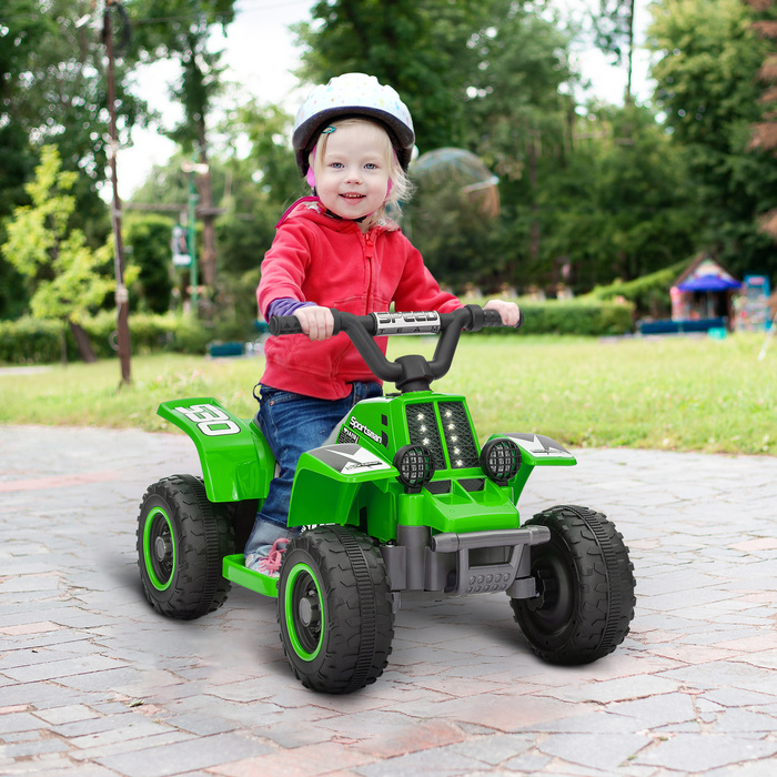 AIYAPLAY Kids Electric Quad Electric Kids Quad з функцією вперед і назад, LED і Sound Електромобіль для дітей 1,5-3 роки 3 км/год Металевий зелений | Аосом