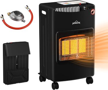 Газова теплова гармата HOMELUX 4200 Вт для дому з інфрачервоним керамічним пальником, шланг та редуктор, чорна