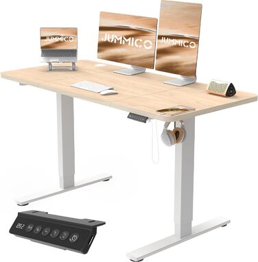 Електричний регульований стіл JUMMICO з USB-портом для зарядки, 120 x 60 см, Бежевий