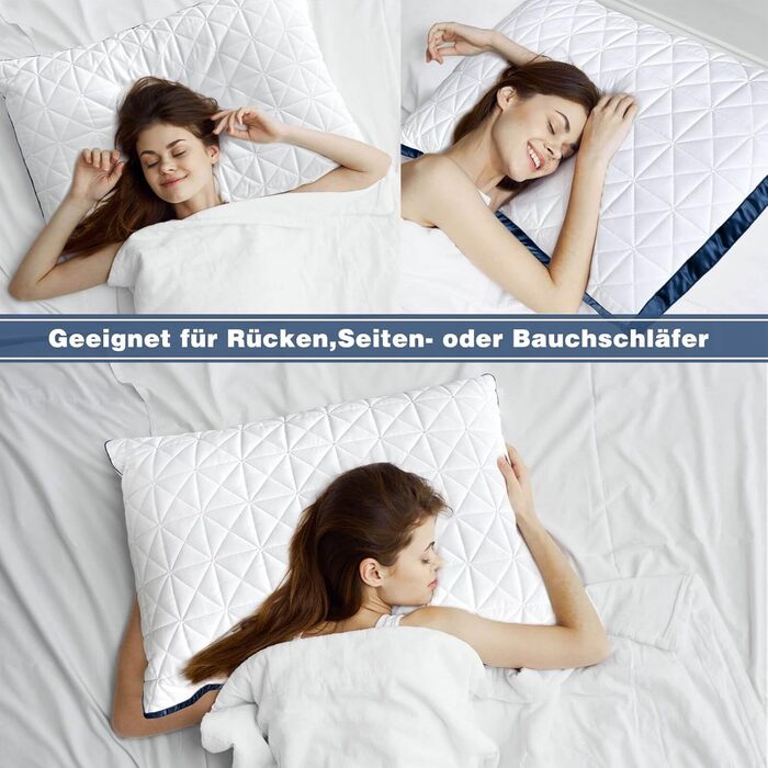 Подушки для сну 40x80 см, 2 шт. - ортопедичні подушки для тих, хто спить на боці з мікрофібровою начинкою, дихаючі, м'які та підтримують. Колір: морська хвиля