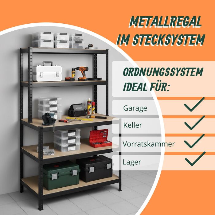 Міцна полиця Relaxdays з робочою поверхнею, витримує до 500 кг