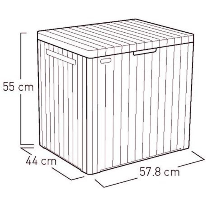 Ящик для зберігання Keter City Box 113л, темно-сірий, з ефектом дерева, 55x44x57.8 см - для балкону та малих площ