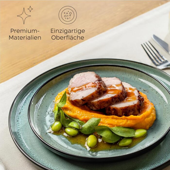 Набір посуду Twinzee Steingut 24 елементи для 6 осіб: тарілки та миски - серія Riviera (Sage, маленькі тарілки (x6))