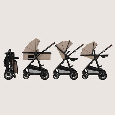 Дитячий візок Lionelo Amber 2 в 1 бежевого кольору: люлька та прогулянковий блок, сумка, москітна сітка, дощовик