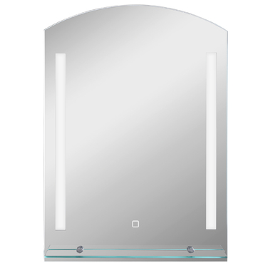 Дзеркало для ванної кімнати з LED-підсвіткою, елегантне та високоякісне. Виготовлене зі скла, алюмінію та пластику. Розміри: 50 см (Ш) x 12 см (Г) x 70 см (В).