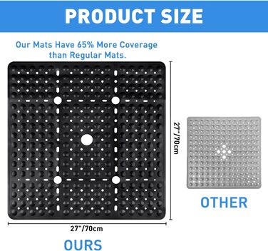 Килимок для душу Lurowo з присоскою 70x70 см чорний