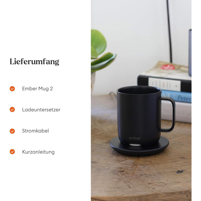 Розумний термокружка Ember Smart Mug 2, 295 мл, чорний: регулювання температури через додаток, LED дисплей, акумулятор, покращений дизайн