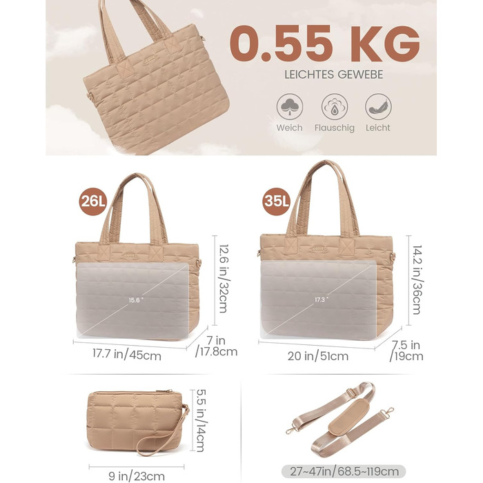 Сумка для ноутбука LOVEVOOK для жінок, 15.6 дюймів, хакі. Сумка-шоппер, робоча сумка, сумка для навчання, офісна сумка, сумка через плече для бізнесу та навчання