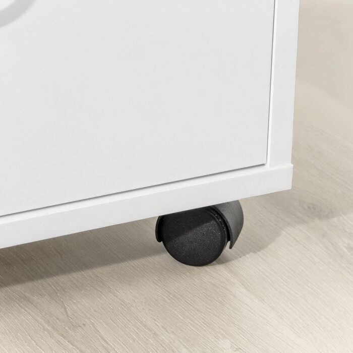 Столик для принтера SoBuy FBT106-W з роликами, 50x75x40 см: мобільний стіл-підставка з шухлядою для офісу та дому