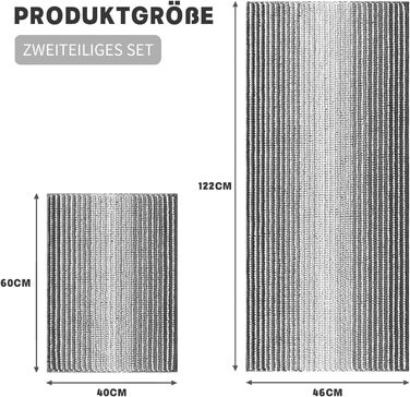 Набір килимків для ванної Chakme Chenille, нековзний, 3 шт. и, можна прати, абсорбуючий, темно-сірий (2 упаковки)