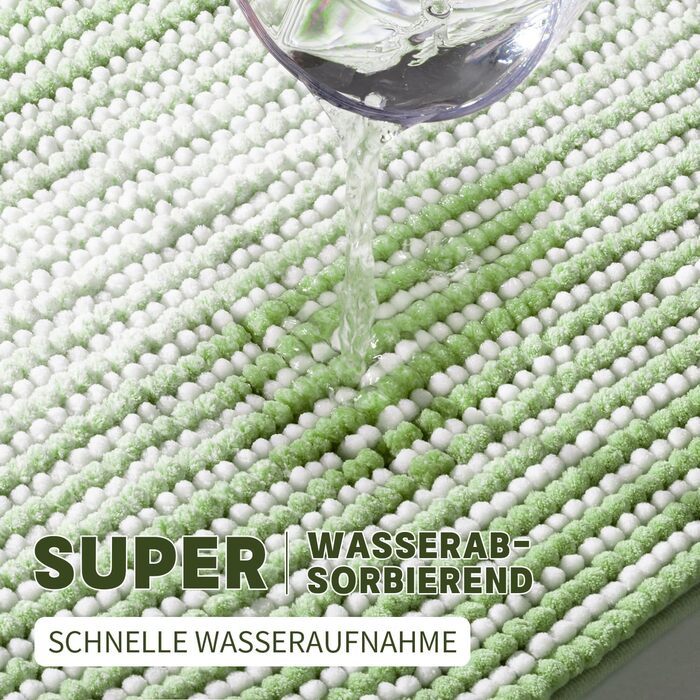 Набір килимків для ванної Chakme Chenille, нековзний, можна мити, 3 шт. и, упаковка з 5 шт. , зелений