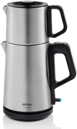Електричний чайник Arzum Ehlikeyf Semowar, 3.5л, 1.2л, нержавіюча сталь, регулювання температури, захист від сухого кип'яття
