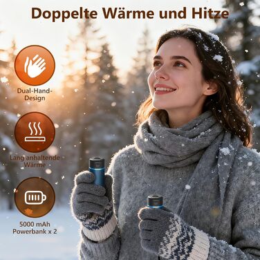 Електричні грілки для рук EXTSUD 2 шт. 5000mAh з USB-живленням, 3 режими нагріву, для кемпінгу, гольфу, подарунок (блакитний)