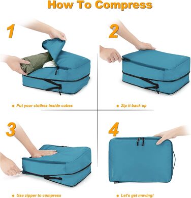 Набір органайзерів для валізи 8 предметів, дорожні сумки-пакети для одягу та косметички, синій колір