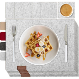 Набір з 12 елементів Smøla: преміальний фетровий набір для сервірування столу з підставками I Темно-сірий, миючий, для посуду I Декор для літа