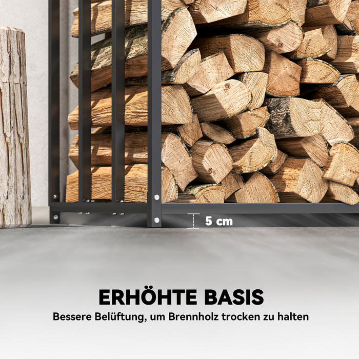 Стійка для дров Outsunny – міцна металева конструкція з тканиною-чохлом, здатна витримувати навантаження до 300 кг. Розміри: 140 x 70 x 154 см. Колір: чорний.