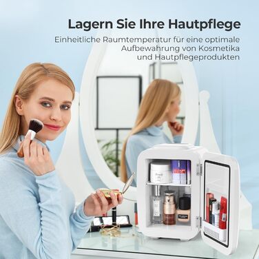 Міні-холодильник YASHE 4L: для косметики, напоїв, 220V/12V, з терморегулюванням, для спальні, офісу, авто (білий)