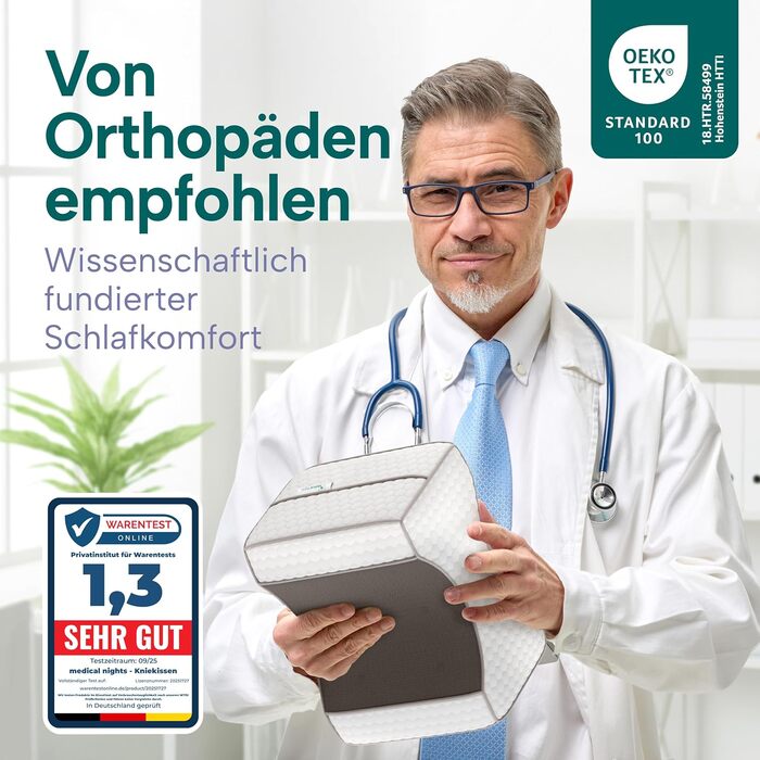 Ортопедична подушка для ніг для тих, хто спить на боці – для полегшення болю в стегнах, спині та колінах | Ергономічна подушка з піною з ефектом пам'яті та антиковзким покриттям.