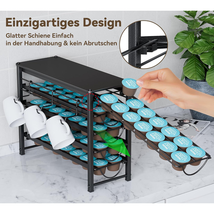 Тримач для капсул кави Dolce Gusto, органайзер для 70 капсул, 5-ярусний металевий ящик з тихими направляючими та антиковзними ніжками