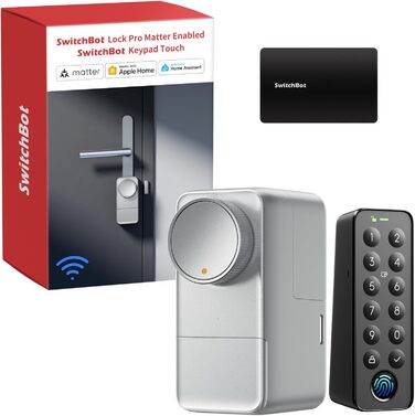 SwitchBot Smart Lock Pro Matter Silver: Розумний замок з акумулятором, Matter, WiFi, підтримка Apple Home, Alexa, Google Home, IFTTT