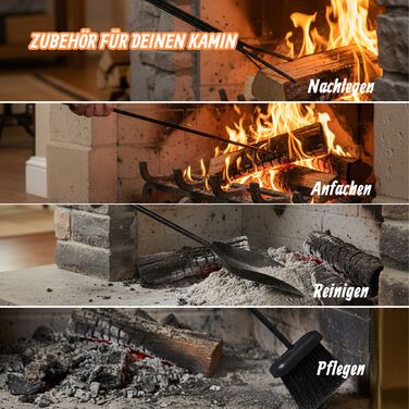 Набір для каміну Relaxdays, 5 предметів, кованого заліза