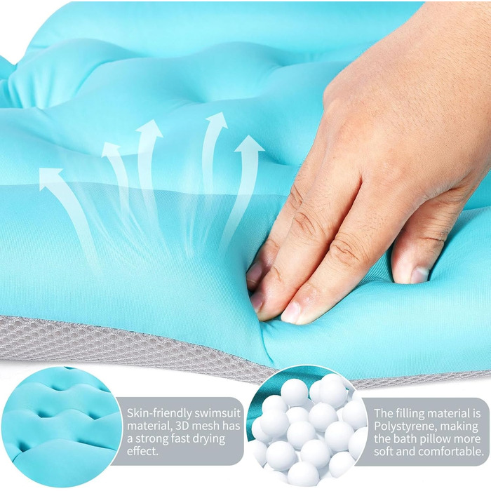 Подушка для ванни Ganzk?rper з неслизьким дном, м'який матеріал, для дорослих та гарячих джерел (блакитний)